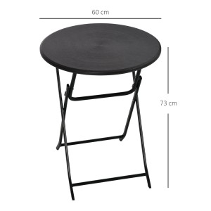 Outsunny Beistelltisch, klappbar, für 2 Personen, pflegeleicht, Gartentisch, Ø60cm, Höhe 73cm.