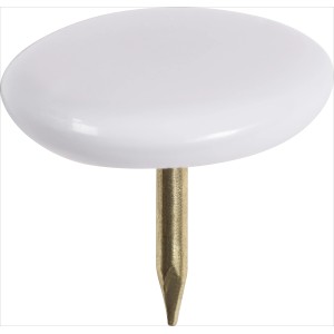 LUX Heftzwecke, weiße Reißzwecke mit Stahlstift für Büro und Pinnwand.