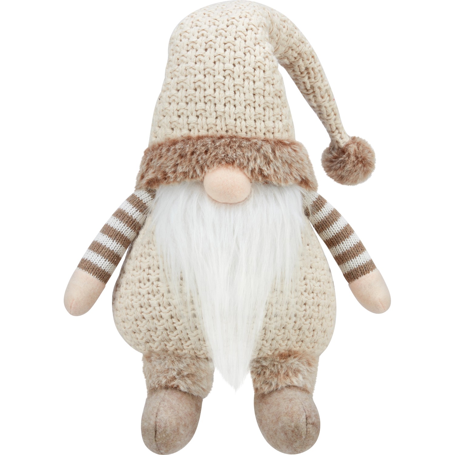 Stoff-Wichtel Sitzend Beige-Braun 17 cm x 12 cm x 46 cm