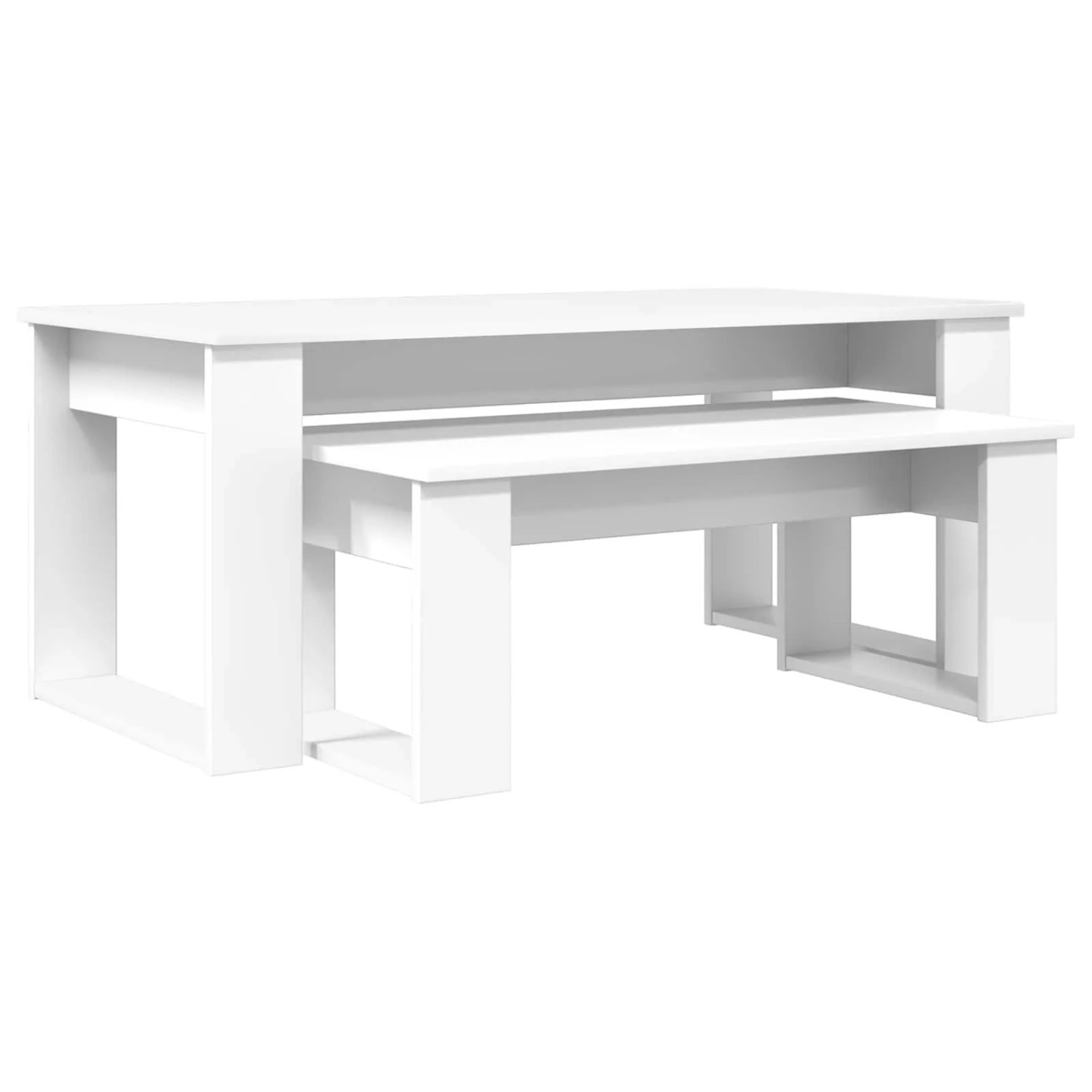 vidaXL Kaffeetisch Set 2-Tlg Weiß Holzwerkstoff 8000132