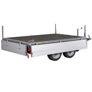 Stema Autoanhänger Doppelachser Basic SH 2000-30-15.2, gebremst, mit Stahlfahrgestell und Holzplattform.