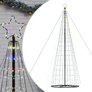 Großer vidaXL LED Weihnachtsbaum, 503 cm hoch, mit 1534 mehrfarbigen Lichtern und leuchtender Sternspitze.
