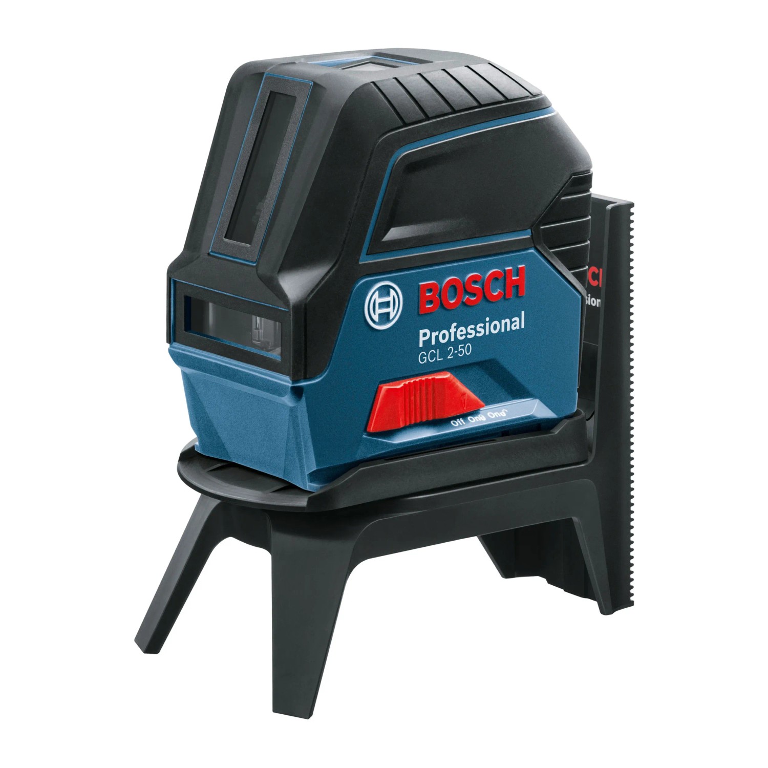 Bosch Professional GCL 2-50 Kreuzlinienlaser mit LR6 Empfänger auf Stativ.