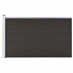 Schwarzes vidaXL Zaunelement aus WPC, 175x105 cm, mit Holzmaserung und Aluminiumprofil.