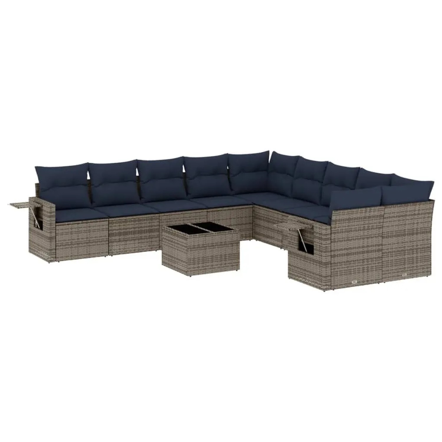 vidaXL 11-Tlg Gartensofa-Set mit Kissen Grau Polyrattan 3220720 günstig online kaufen