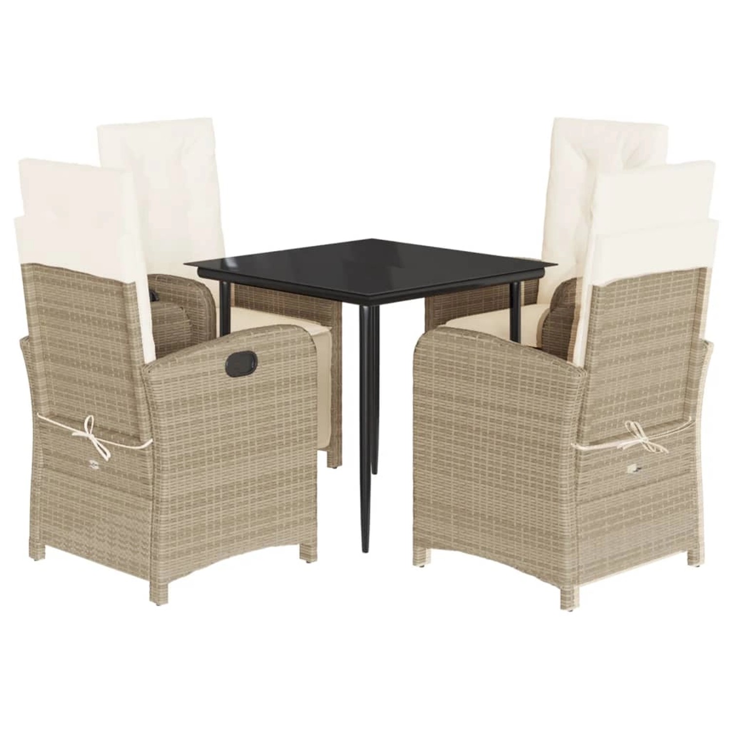 vidaXL 5-Tlg Garten-Essgruppe mit Kissen Beige Poly Rattan 3212571 günstig online kaufen