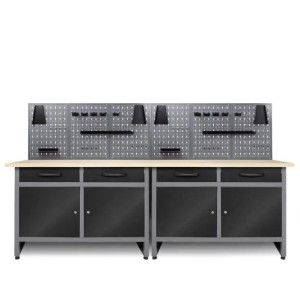 Ondis24 Werkstatt Set Werner 240cm mit Werkbank, Lochwand und Haken-Set für Werkstatteinrichtung.