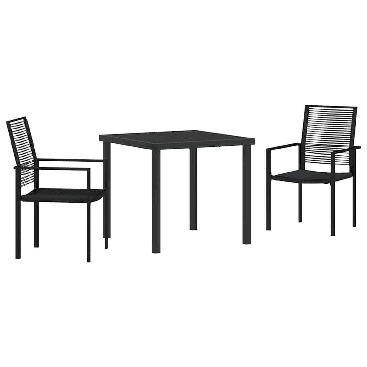 vidaXL 3-Teiliges Garten-Esszimmer-Set aus Schwarzem PVC-Rattan 3379163
