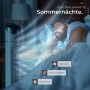 Weißer Tectake Turmventilator im Schlafzimmer für eine angenehme Nachtruhe.