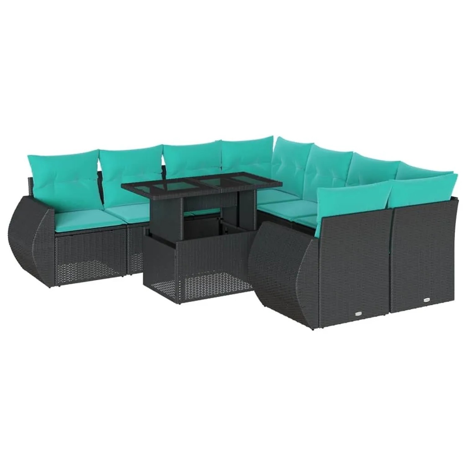 vidaXL 9-Tlg Gartensofa-Set mit Kissen Schwarz Polyrattan 3268427 günstig online kaufen