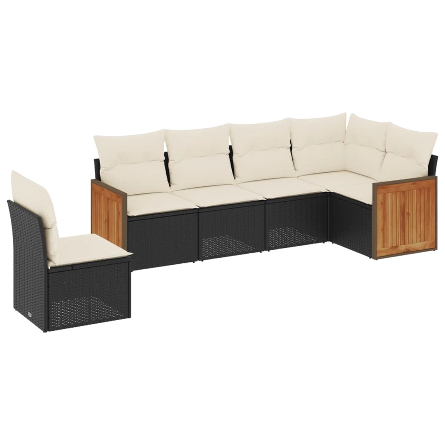 vidaXL 6-Tlg Garten-Sofagarnitur mit Kissen Schwarz Poly Rattan 3260096 günstig online kaufen