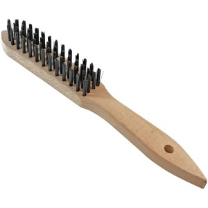 Güde Drahtbürste, 4-reihig, mit Holzgriff zum Reinigen von Schweißnähten und Oberflächen.