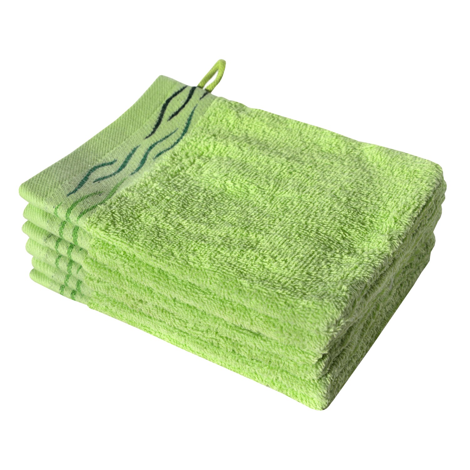 Dyckhoff Waschhandschuhset Wave Grün 16 x 21 cm 6-tlg.