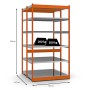 PROREGAL Fachbodenregal, Stecksystem, 250x132,5x60cm, 2x6 Ebenen, orange. Grundregal mit hoher Fachlast.