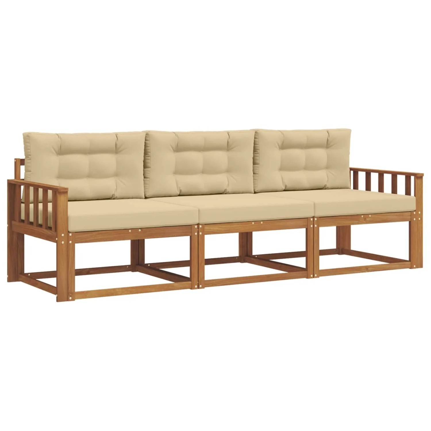 vidaXL Outdoor-Sofagarnitur mit Kissen 3-Tlg Natur und Beige 3367121