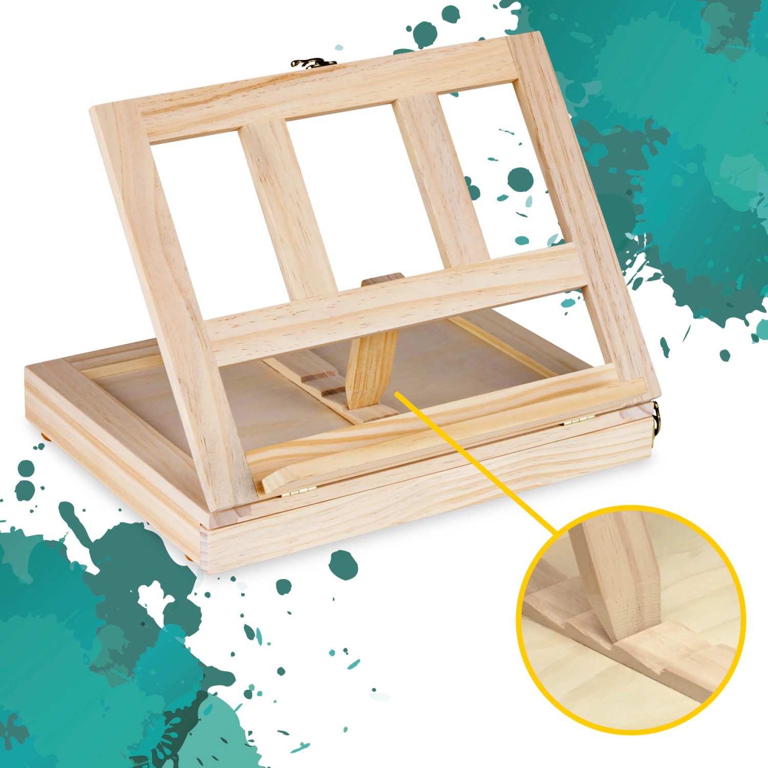 Artina Milano Kofferstaffelei aus Kiefernholz, Teil des 19-teiligen Acryl Malsets.