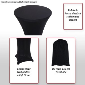 MCW Stehtischhusse Stretch für Ø 60cm Tischplatten, bis 110cm Höhe. Elastische Tischdecke mit Fußtaschen.