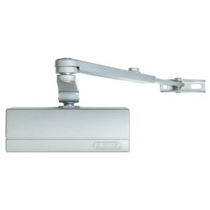 ABUS Türschließer AC5023 S in Silber, mit rechteckigem Gehäuse und Gelenkarm für Türsicherung.