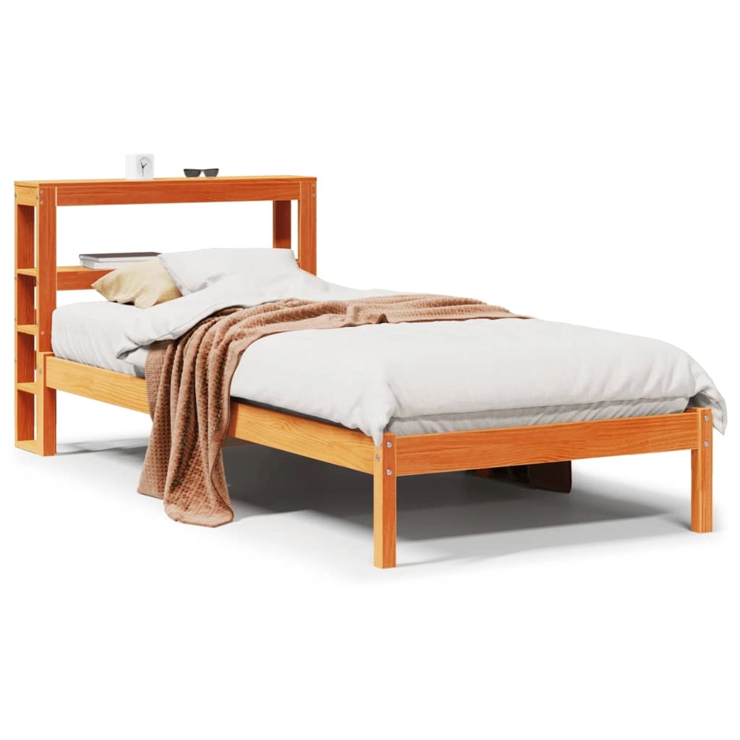 vidaXL Bettgestell mit Kopfteil ohne Matratze Wachsbraun 90x200 cm 3305737 günstig online kaufen