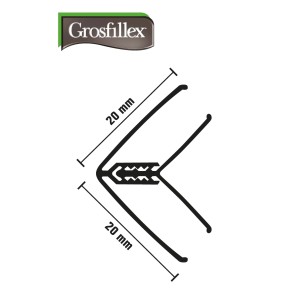 Grosfillex Innen-/Außenwinkelprofil Kohle, 5-8mm, klippbar, Querschnitt.