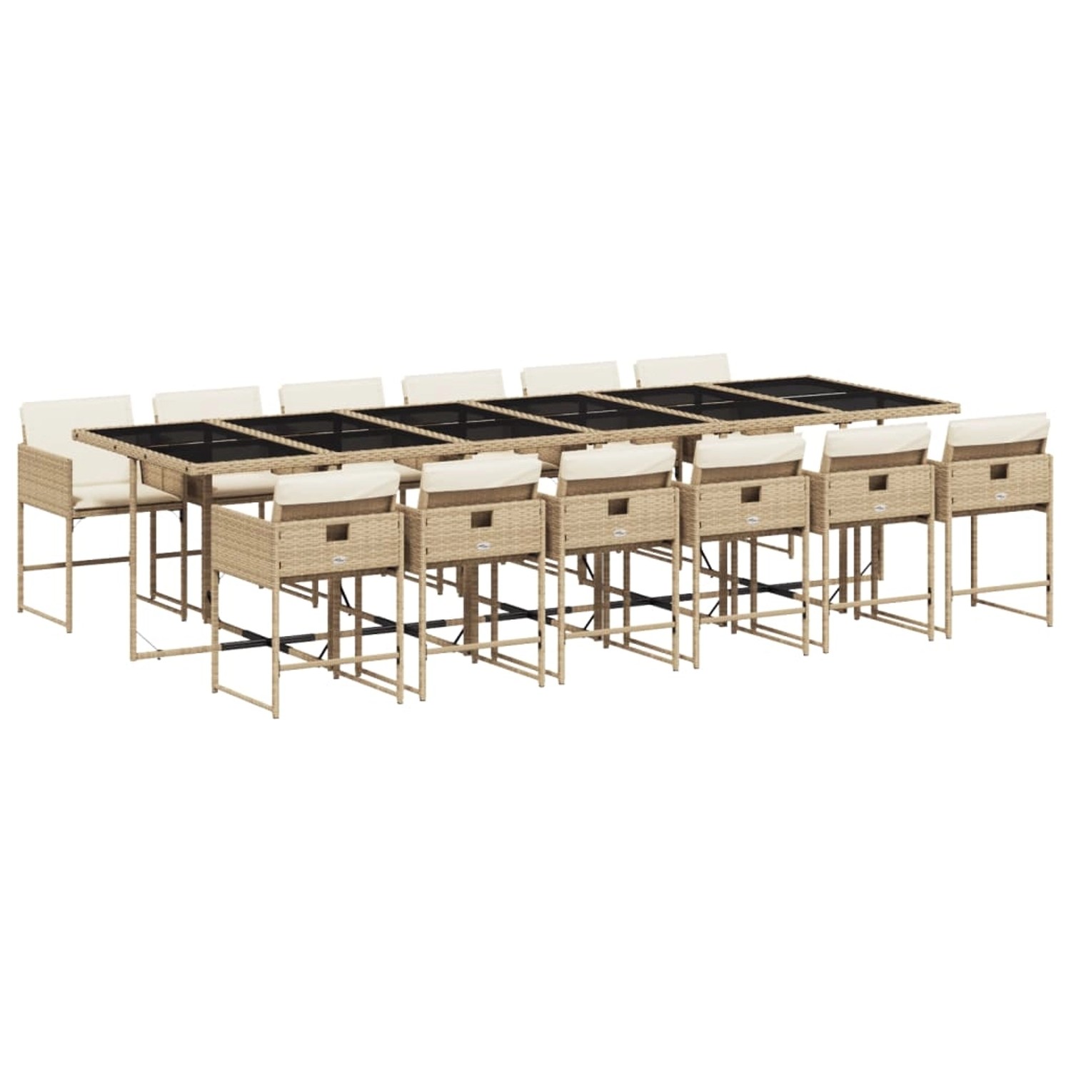 vidaXL 13-Tlg Garten-Essgruppe mit Kissen Beige Poly Rattan 3211306 günstig online kaufen