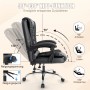 Schwarzer, ergonomischer Bürostuhl mit Liegefunktion und hoher Rückenlehne.