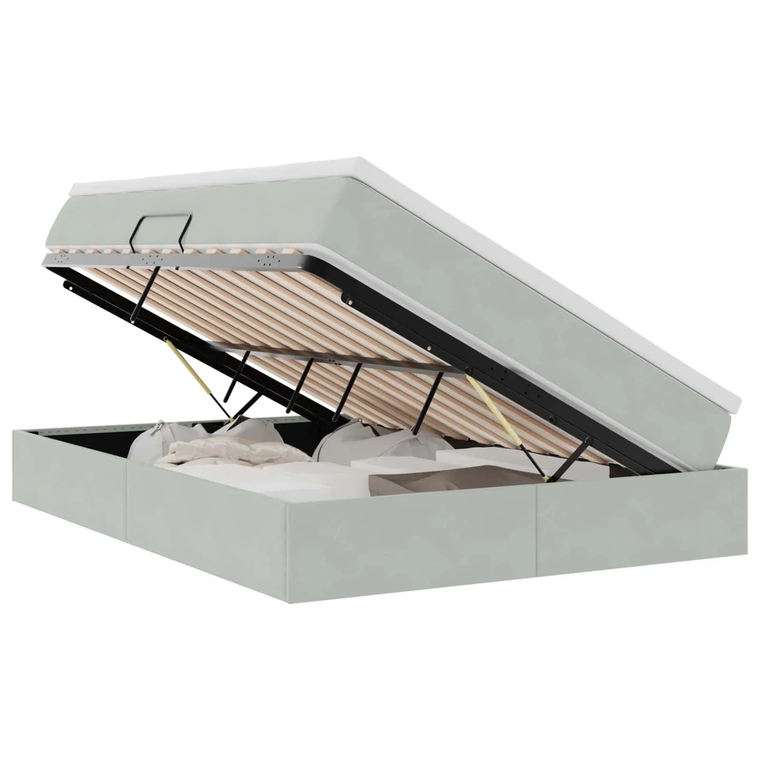 vidaXL Stauraumbett mit Matratze Hellgrau 140 x 190 cm Samt 3370299 günstig online kaufen