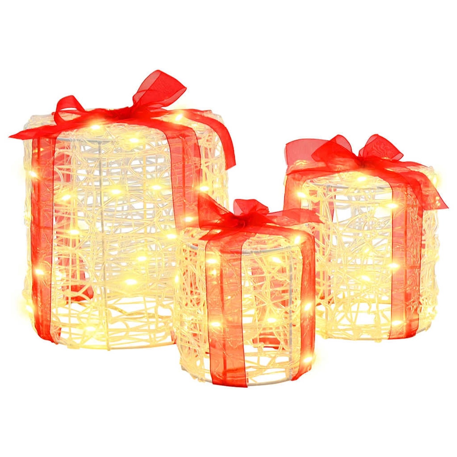 vidaXL Geschenkbox Dekoration 3 Stk Warmweiß 20 x 20 x 21 cm Acryl 42019084