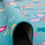 Detailansicht: Türkiser Kinderteppich mit Schmetterlingen, 100x100 cm, Snapstyle Spielteppich.
