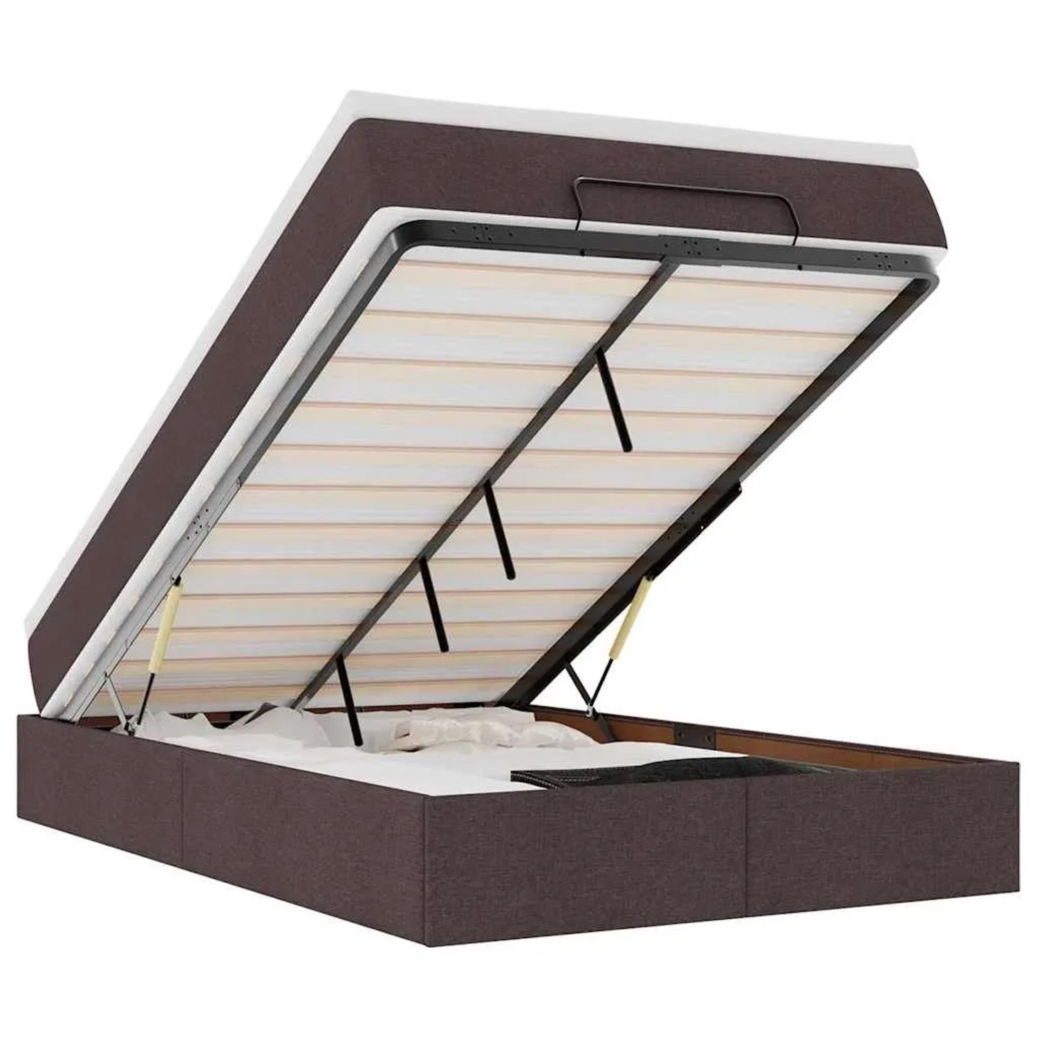vidaXL Ottoman-Bett mit Matratze Dunkelbraun 120x190 cm Stoff 3311095