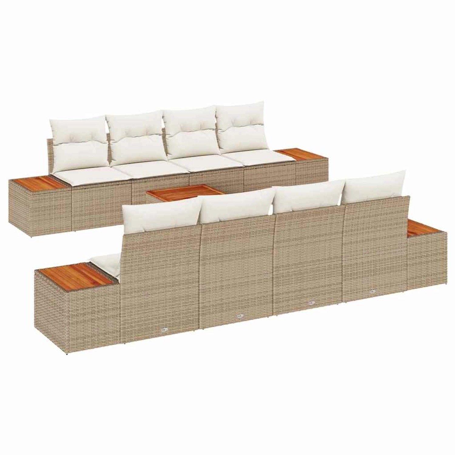 vidaXL Garten-Sofa-Set mit Kissen mit Speicher 9-Tlg Beige Poly Rattan 3356 günstig online kaufen