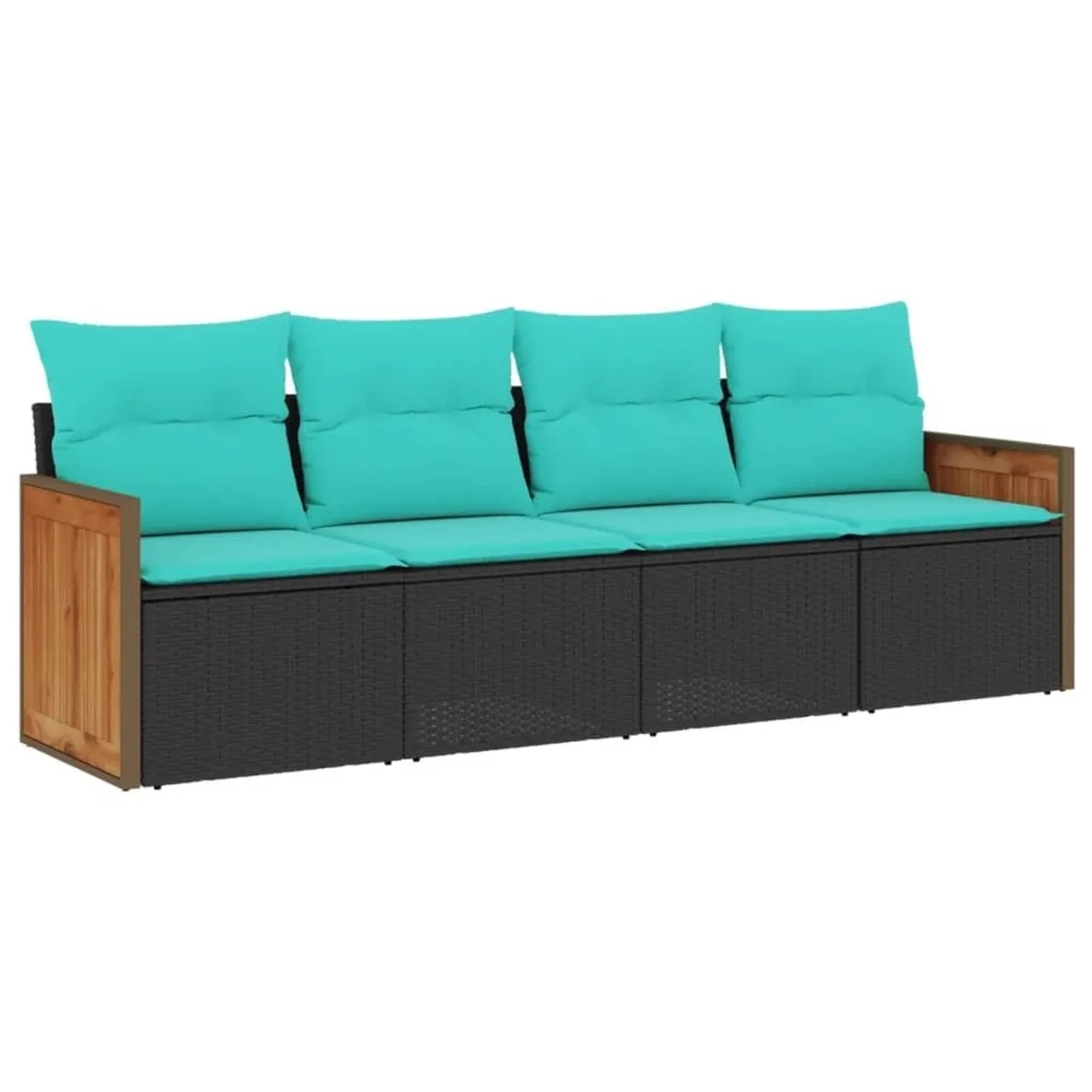 vidaXL 4-Tlg Gartensofa-Set mit Kissen Schwarz Polyrattan 3227450 günstig online kaufen