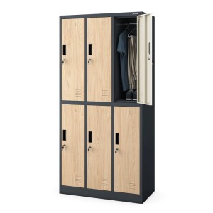 JAN NOWAK Arbeitsschutz-Garderobenschrank Anthrazit Sonoma-Eiche 6-Türig IGOR 185x90x45 cm