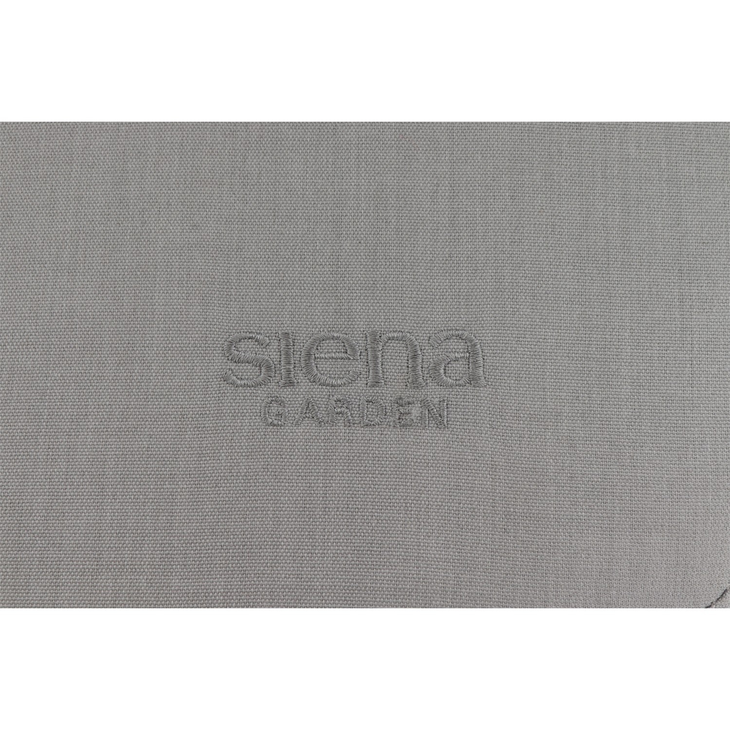 Detailaufnahme: Grauer Siena Garden Hängesessel Yobaya Easy Grey, Stoffstruktur mit Logo.