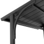 Detailansicht des braunen Sunjoy Stahl-Grill Pavillons Ecrins (153x242cm) mit zweistufigem Dach.