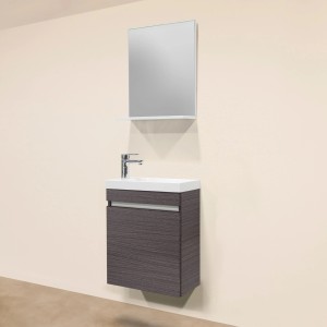 Sanotechnik Badmöbel-Set Nora, 48 cm, Anthrazit: Waschbeckenunterschrank, Waschbecken und Spiegel mit Ablage.