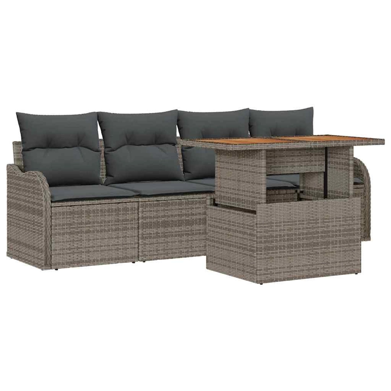 vidaXL Garten-Sofa-Set mit Speicher 5-Tlg Grau Poly Rattan 3358127 günstig online kaufen