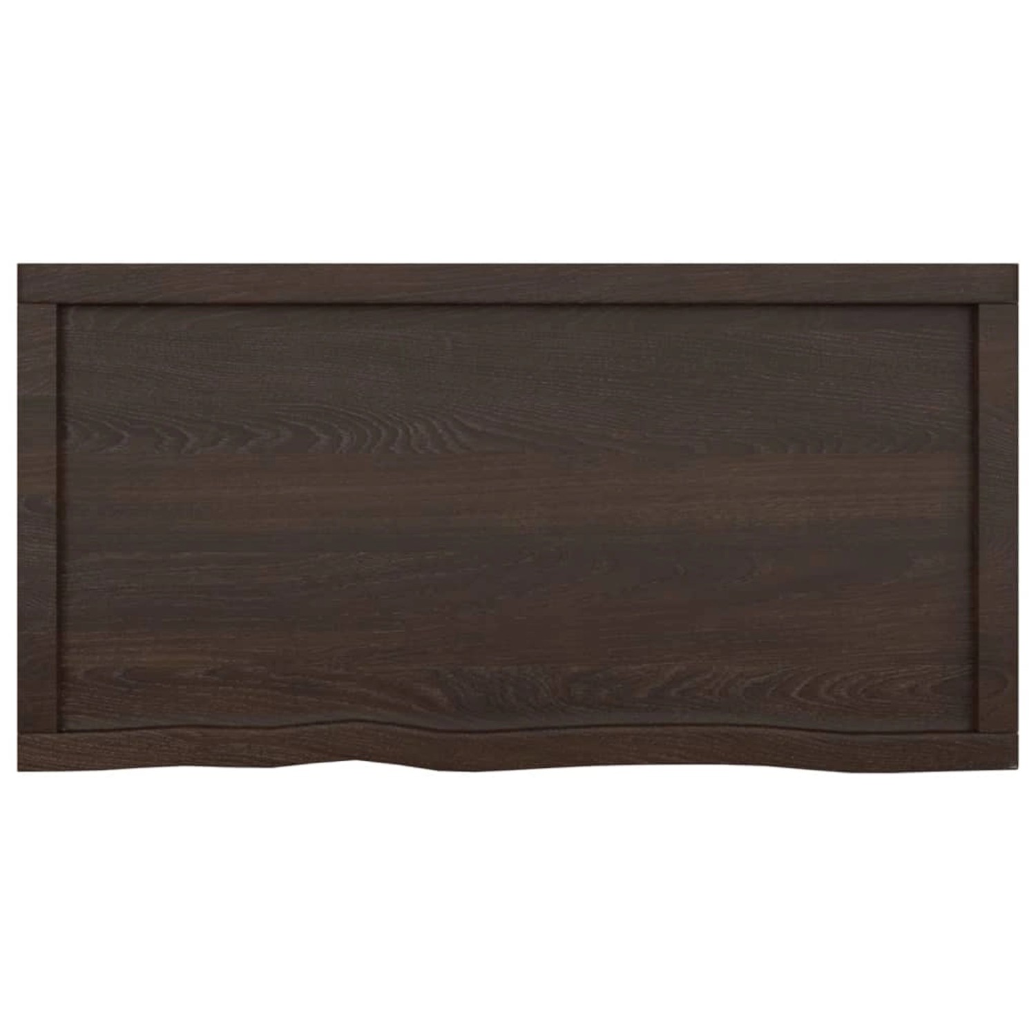 Dunkelgraue vidaXL Waschtischplatte aus Massivholz Eiche, 100x50 cm mit Naturkante.