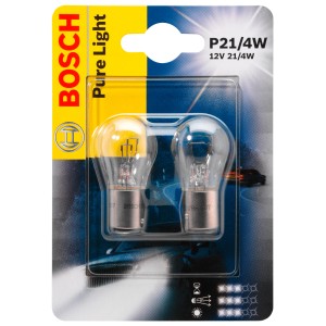 Bosch GLL Pure Light P21/4W, 2er-Pack Auto-Glühlampen für Brems-, Blink-, Schluss- und Kennzeichenleuchten.