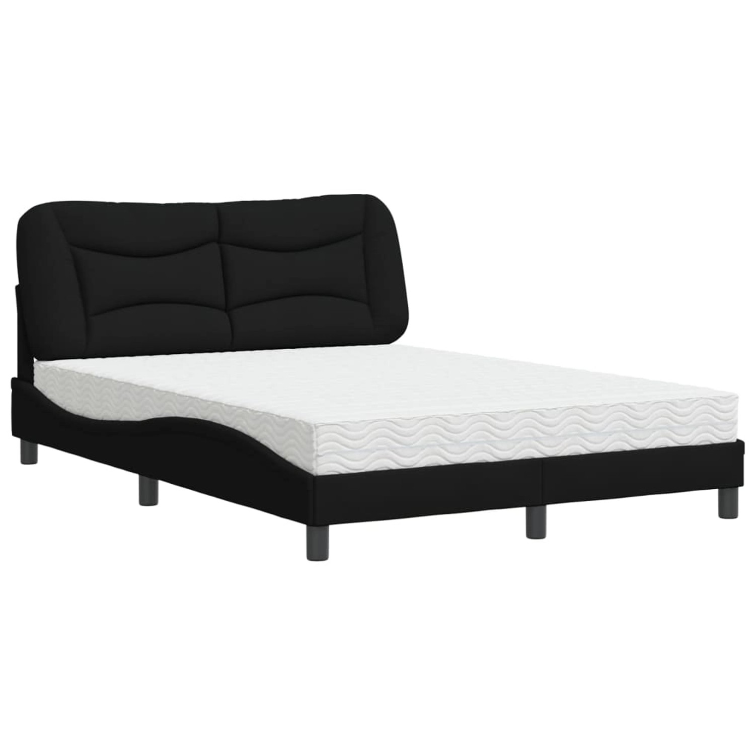 vidaXL Bett mit Matratze Schwarz 140x200 cm Stoff Modell 12007275