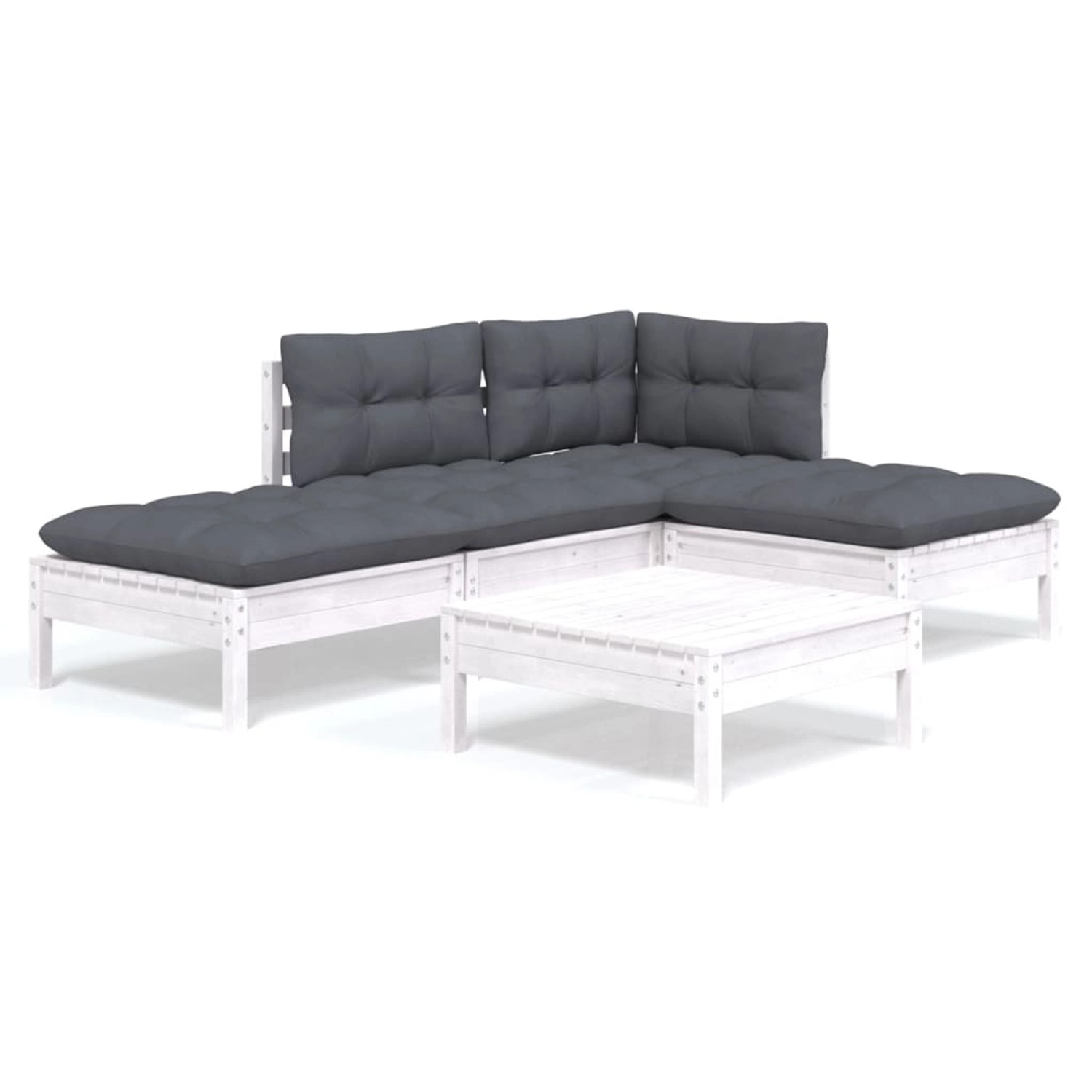 vidaXL 5-Tlg Garten-Lounge-Set mit Kissen Weiß Kiefernholz 3096293 günstig online kaufen