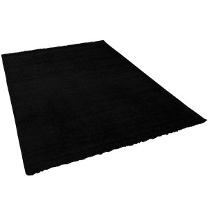 Schwarzer Pergamon Hochflor Teppich Aloha, Langflor, 200x200cm. Weicher, moderner Shaggy Teppich.