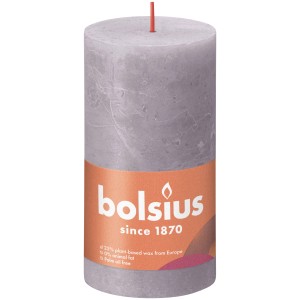 Bolsius Rustik-Kerze Shine, 130/68 mm, gefrorener Lavendel. Stumpenkerze für gemütliche Atmosphäre.