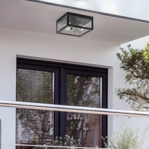 Lindby Deckenlampe Kremena 10017612 Spritzwassergeschützt Modern in Schwarz aus Aluminium 2-flammig E27