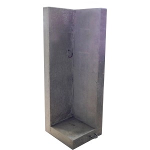 Graue Mauerscheiben-Ecke aus Beton, 155x50x50 cm, für Einfassungen und Mauersysteme.