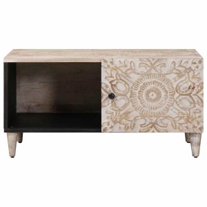 vidaXL Couchtisch Weiß 80 x 50 x 40 cm Massivholz Mango 4018372