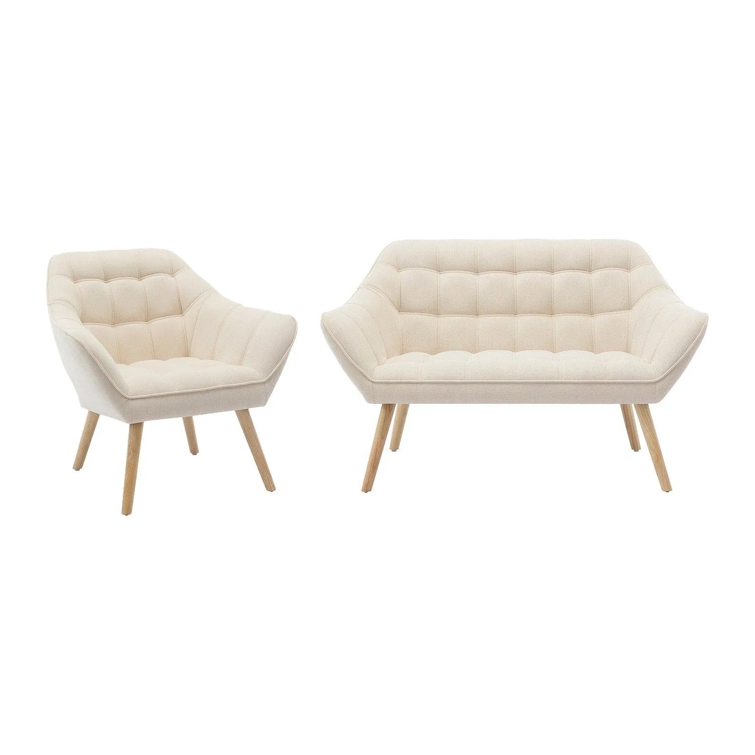 Vente-unique Couchgarnitur Mit Sessel Caserta Beige 127 cm  82 cm