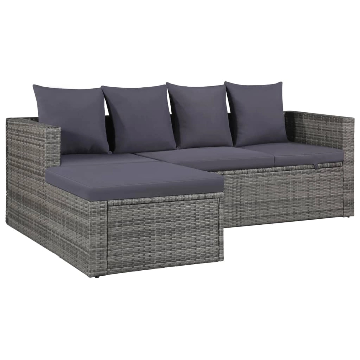 4-tlg. Garten-lounge-set Mit Auflagen Poly Rattan Grau günstig online kaufen