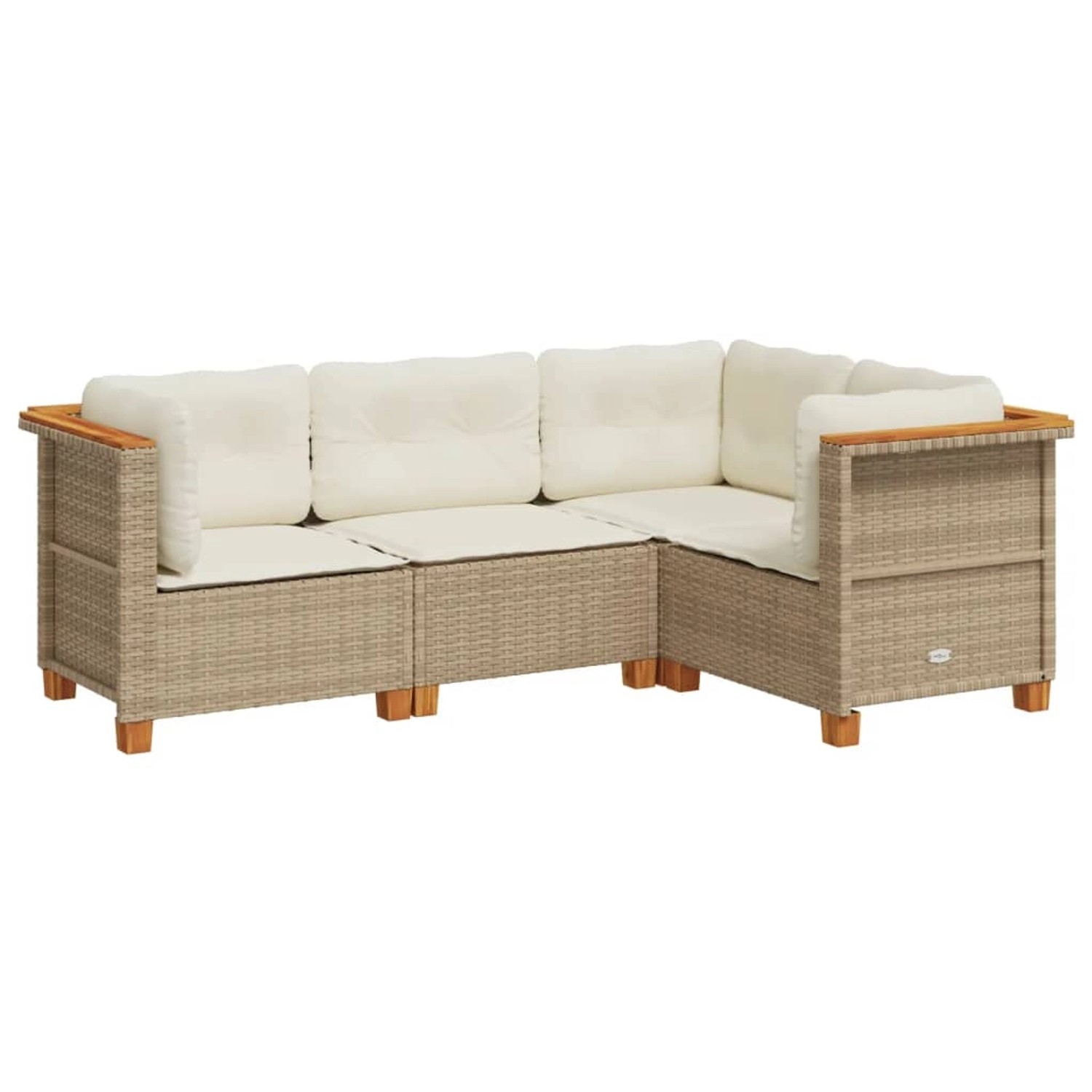 vidaXL 4-Tlg Garten-Sofagarnitur mit Kissen Beige Poly Rattan 3261799 günstig online kaufen