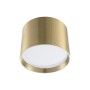 Moderne Lindby LED Deckenlampe Nivoria aus goldfarbenem Aluminium, zylindrisch mit warmweißem Licht.